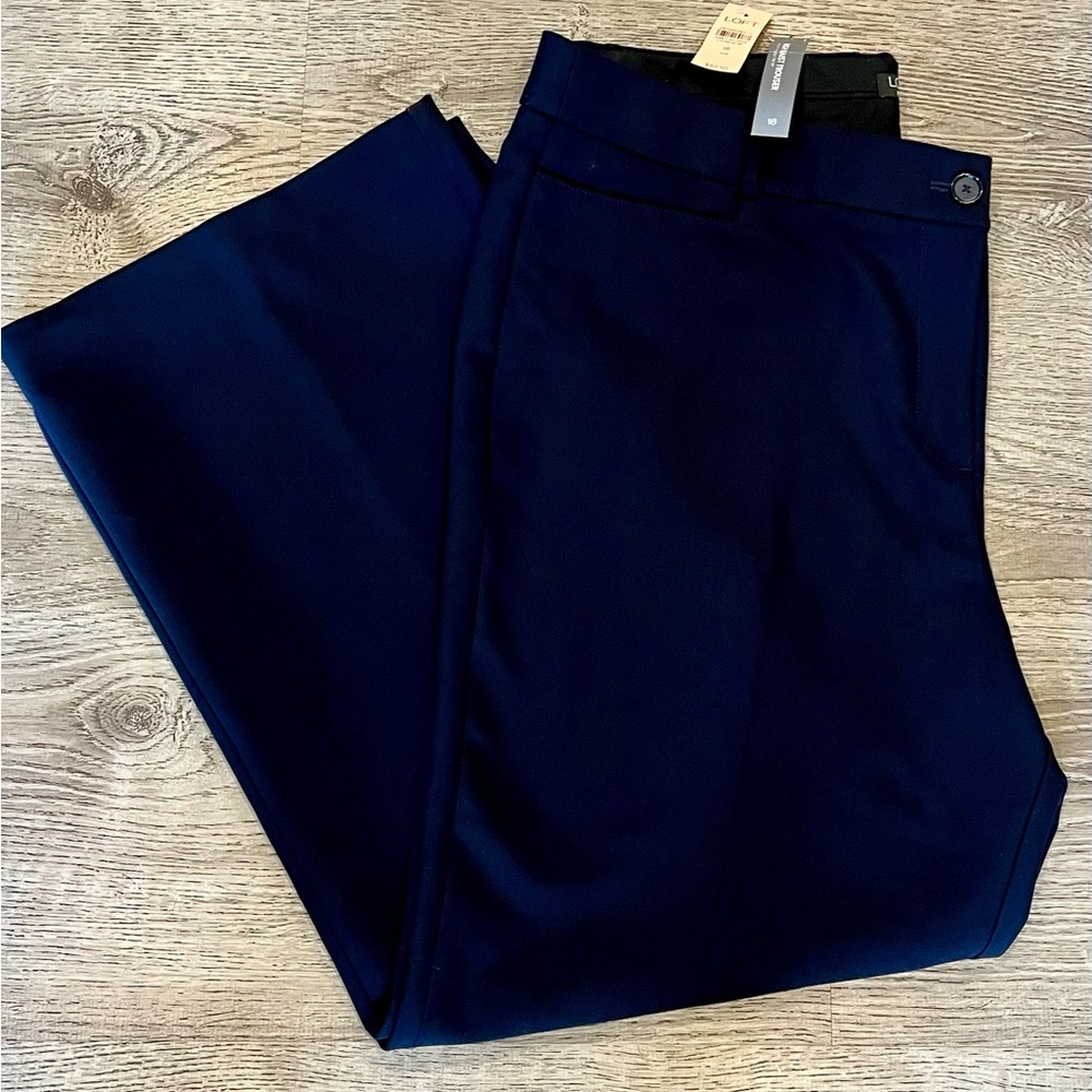LOFT Navy Blue High-Waist Tailored Trousers Size 18 Plus